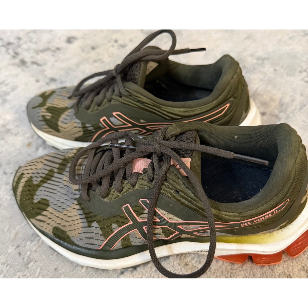 Asics Gel-Pulse 11 Womens Running Shoes Camo Green Pink 1012A467 Size 5